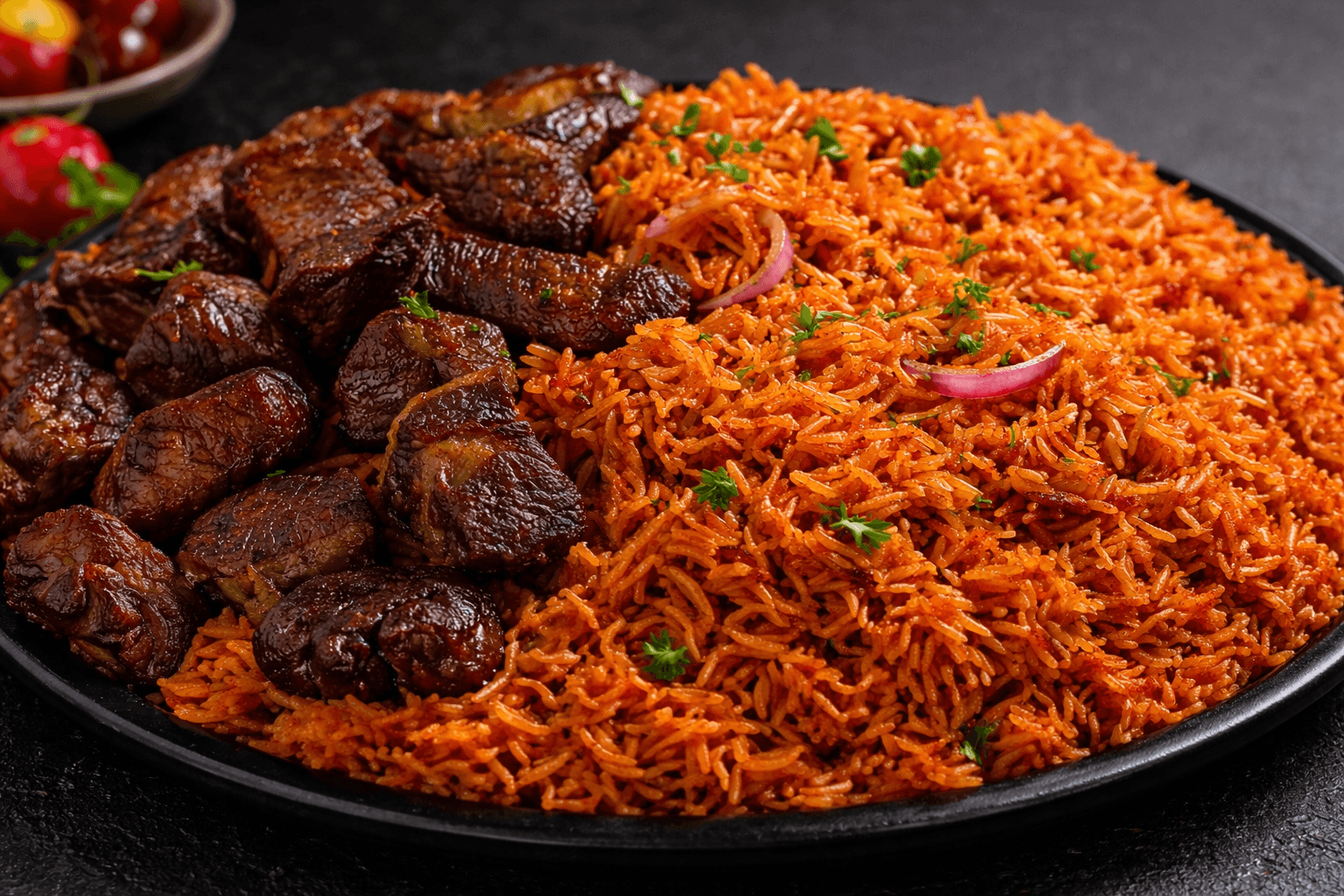 Jollof Rice with Plantain and Choice Protain 1 liter